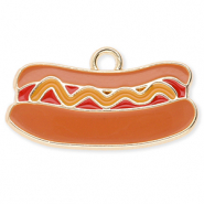 Bedels metaal hotdog Gold-brown-red-mustard brown