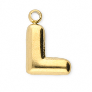 Roestvrij stalen (RVS) Stainless steel bedels letter L Gold
