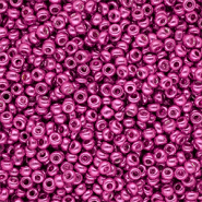 Glaskralen Rocailles 8/0 (3mm) Metallic shine fuchsia pink