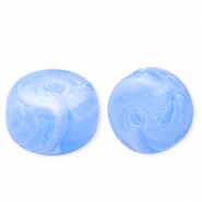 Acryl kralen disc Light blue-marble