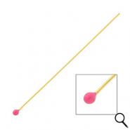 BY31&reg; Roestvrij stalen (RVS) Stainless steel onderdelen nietstiften met bolletje 70mm Gold-magenta pink