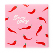 BY31&reg; Tegeltje met tekst "Born spicy" Pink-red-green-white