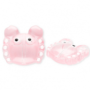 Handgemaakte glaskralen krab Transparent coral pink-white-black
