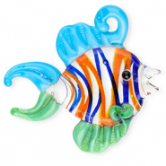 Handgemaakte glasbedels vis Transparent-blue-green-orange
