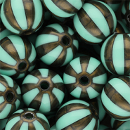 16 mm DQ&reg; acryl kralen met strepen Turquoise green-golden brown