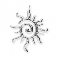 Roestvrij stalen (RVS) Stainless steel bedels spiraal zon Silver