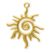 Roestvrij stalen (RVS) Stainless steel bedels spiraal zon Gold