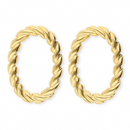 BY31® Roestvrij stalen (RVS) Stainless steel oorbellen / oorstekers ovaal twisted Gold