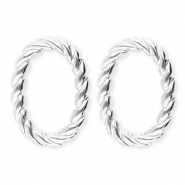 BY31® Roestvrij stalen (RVS) Stainless steel oorbellen / oorstekers ovaal twisted Silver