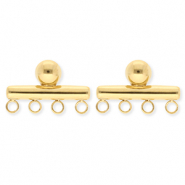 BY31® Roestvrij stalen (RVS) Stainless steel onderdelen oorbellen / oorstekers staaf met 4 oogjes Gold