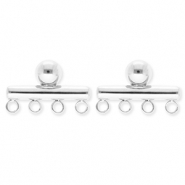 BY31® Roestvrij stalen (RVS) Stainless steel onderdelen oorbellen / oorstekers staaf met 4 oogjes Silver