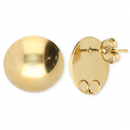 BY31® Roestvrij stalen (RVS) Stainless steel onderdelen oorbellen / oorstekers rond met oogje Gold