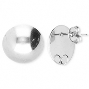 BY31® Roestvrij stalen (RVS) Stainless steel onderdelen oorbellen / oorstekers rond met oogje Silver