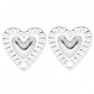 BY31® Roestvrij stalen (RVS) Stainless steel onderdelen oorbellen / oorstekers hart met oogje Silver