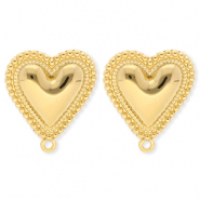 BY31® Roestvrij stalen (RVS) Stainless steel onderdelen oorbellen / oorstekers hart met oogje Gold