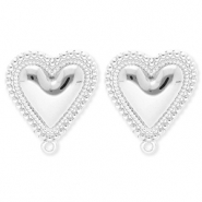 BY31® Roestvrij stalen (RVS) Stainless steel onderdelen oorbellen / oorstekers hart met oogje Silver