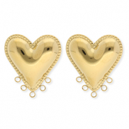 BY31® Roestvrij stalen (RVS) Stainless steel onderdelen oorbellen / oorstekers hart met 5 oogjes Gold
