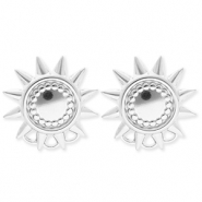 BY31® Roestvrij stalen (RVS) Stainless steel onderdelen oorbellen / oorstekers zon met 3 oogjes Silver