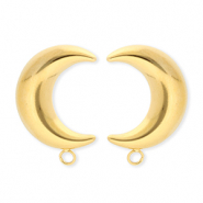 BY31® Roestvrij stalen (RVS) Stainless steel onderdelen oorbellen / oorstekers maan met oogje Gold