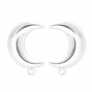 BY31® Roestvrij stalen (RVS) Stainless steel onderdelen oorbellen / oorstekers maan met oogje Silver