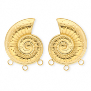 BY31® Roestvrij stalen (RVS) Stainless steel onderdelen oorbellen / oorstekers schelp met 3 oogjes Gold