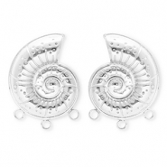 BY31® Roestvrij stalen (RVS) Stainless steel onderdelen oorbellen / oorstekers schelp met 3 oogjes Silver