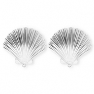 BY31® Roestvrij stalen (RVS) Stainless steel onderdelen oorbellen / oorstekers schelp met oogje Silver