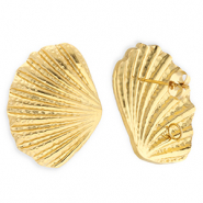 BY31® Roestvrij stalen (RVS) Stainless steel onderdelen oorbellen / oorstekers schelp met oogje Gold