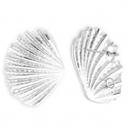 BY31® Roestvrij stalen (RVS) Stainless steel onderdelen oorbellen / oorstekers schelp met oogje Silver