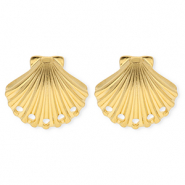 BY31® Roestvrij stalen (RVS) Stainless steel onderdelen oorbellen / oorstekers schelp met 5 oogjes Gold