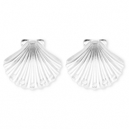 BY31® Roestvrij stalen (RVS) Stainless steel onderdelen oorbellen / oorstekers schelp met 5 oogjes Silver