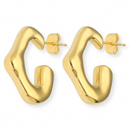 Roestvrij stalen (RVS) Stainless steel oorbellen / oorstekers irregular Gold