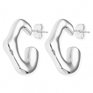 Roestvrij stalen (RVS) Stainless steel oorbellen / oorstekers irregular Silver