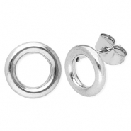 Roestvrij stalen (RVS) Stainless steel oorbellen / oorstekers rond Silver