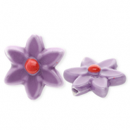 Kralen keramiek bloem Dark mauve