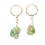 Sleutelhangers schelp Multicolour green-gold