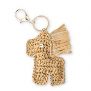 Sleutelhangers gehaakte paard Gold-light brown