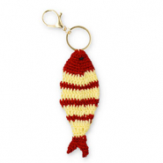 Sleutelhangers gehaakte vis Gold-bordeaux red-beige