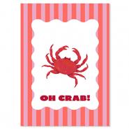 BY31&reg; Sieraden kaartjes "Oh crab!" Red-pink-white