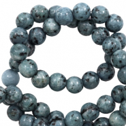 Natuursteen kralen dalmatian stone 6mm Teal blue anthracite