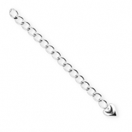 BY31&reg; Roestvrij stalen (RVS) stainless steel onderdelen verlengketting set hart Silver
