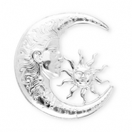 Roestvrij stalen (RVS) Stainless steel statement broches maan & zon Silver