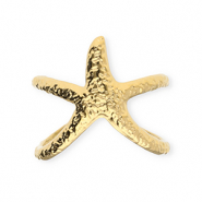 Roestvrij stalen (RVS) Stainless steel ringen zeester Gold