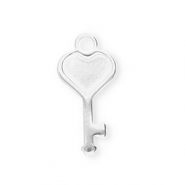 Roestvrij stalen (RVS) Stainless steel bedels sleutel met hart Silver