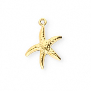 Roestvrij stalen (RVS) Stainless steel bedels zeester Gold