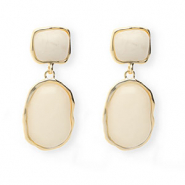 Trendy oorbellen&nbsp;/&nbsp;oorstekers met RVS steker Gold-beige