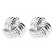 Statement oorbellen / oorstekers apenknuist met RVS steker Silver
