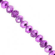 Top Facet kralen 8x6mm disc Purple-pearl shine coating