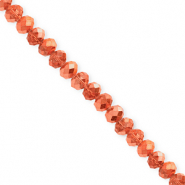 Top Facet kralen 4x3mm disc Coral orange-pearl shine coating