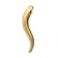 Roestvrij stalen (RVS) Stainless steel bedels Italiaanse hoorn Gold